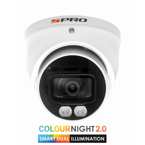 SPRO White 8MP ColourNight Turret Dome IP Camera, 2.8mm Fixed Lens